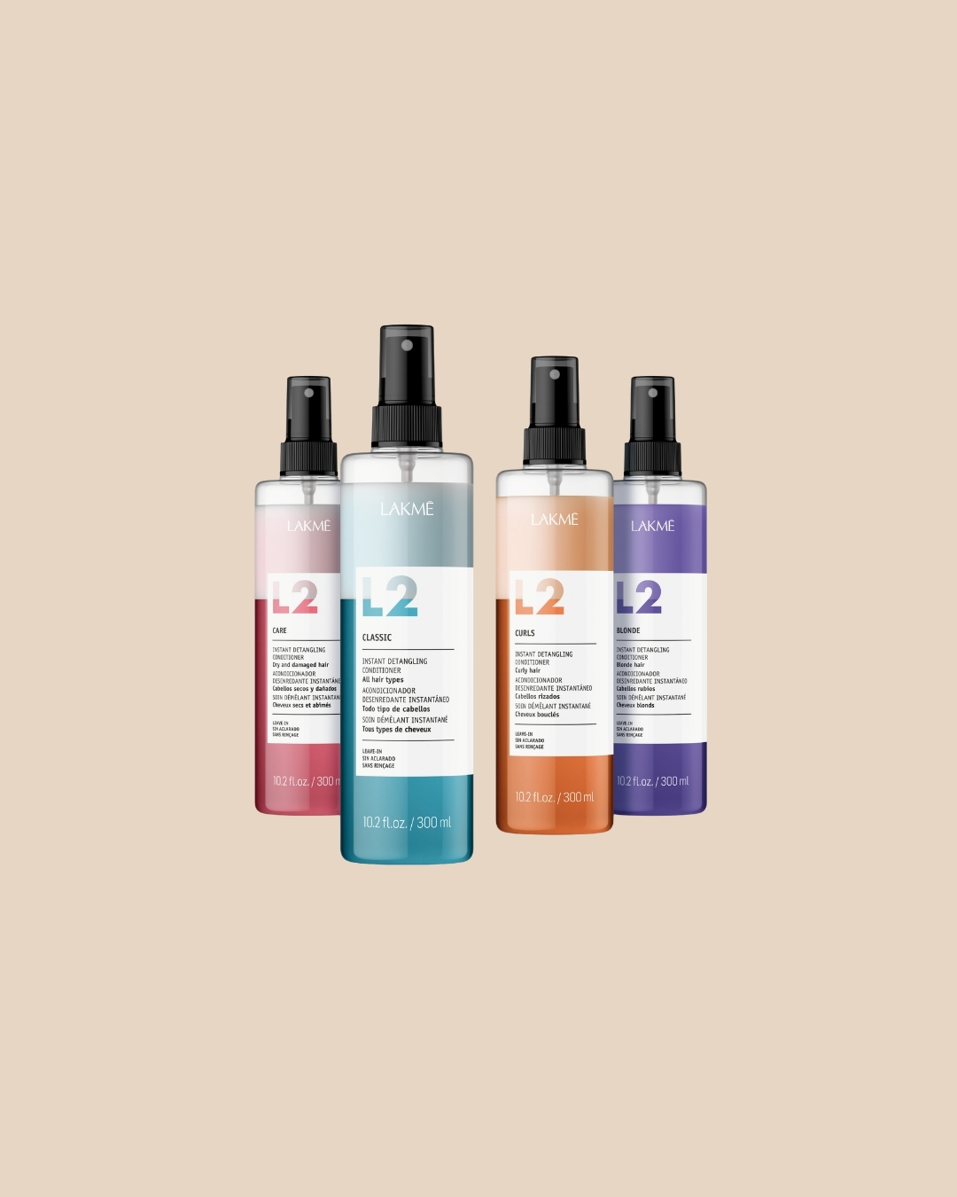 Quatre soins démêlants L2 de Lakmé adaptés aux différents types de cheveux